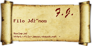 Filo János névjegykártya